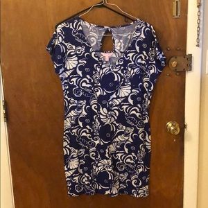 Purple/white patterned Lilly short sleeve dress